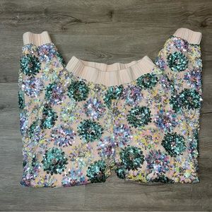 Anthropologie Sequin Bloom pants by Eva Franco XS